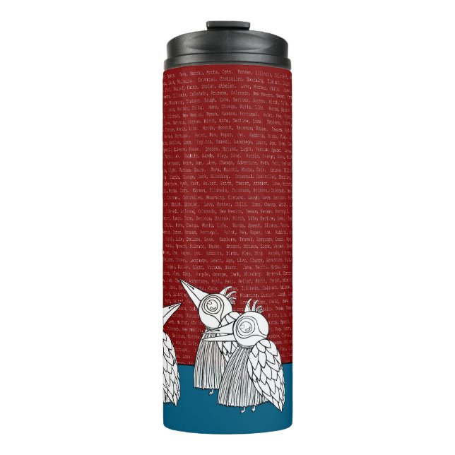 Spontane Wörter und Vogelarten-Tasche Thermosbecher (Vorderseite)