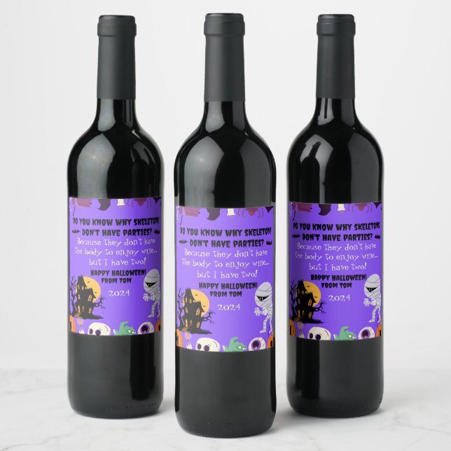 Spook-tacular Custom Wine Labels for Halloween! Weinetikett (Flaschen)
