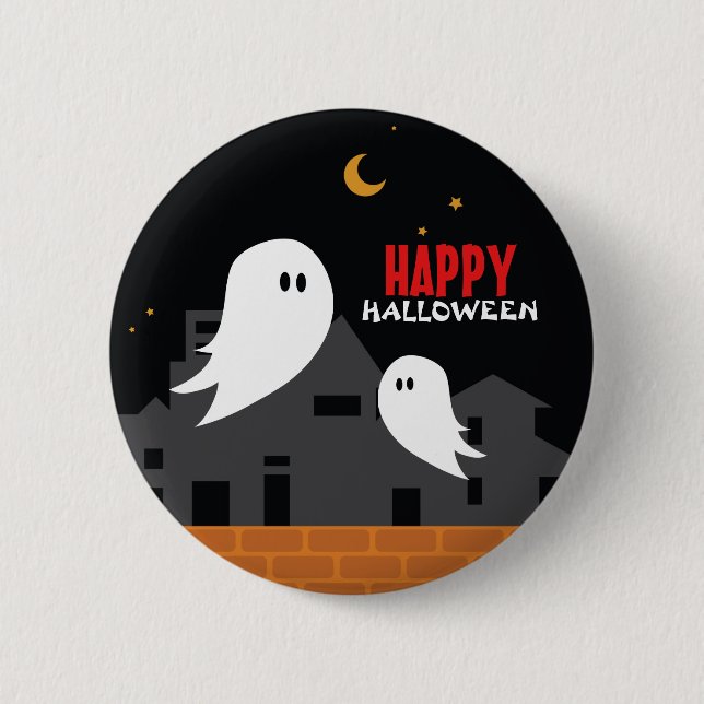 Spooker Geisterstadt zwischen Cartoon Button (Vorderseite)