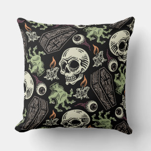 Spooker Halloween Grunge Skull-Design Kissen