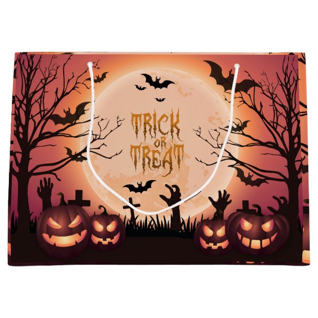 Spooker Halloween Trick oder Treat Sunset Design Große Geschenktüte (Vorderseite)