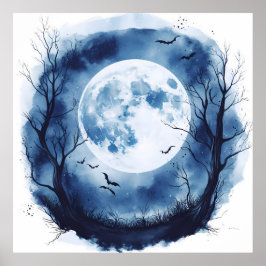 Spooker Vollmond mit Fledermäusen Halloween Night  Poster