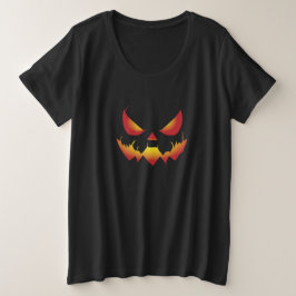 Spookes Halloween-Dämonengesicht brennt Große Größe T-Shirt