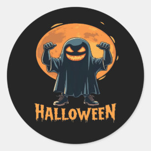 Spookes Halloween-Geist mit Vollmond-Design Runder Aufkleber