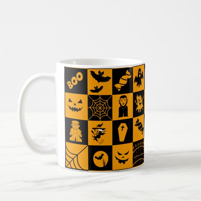 Spookes Halloween Icons-Muster Kaffeetasse (Links)