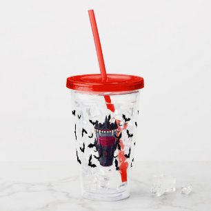 Spookes Halloween mit Dracula und Fledermäusen Acryltrinkbecher