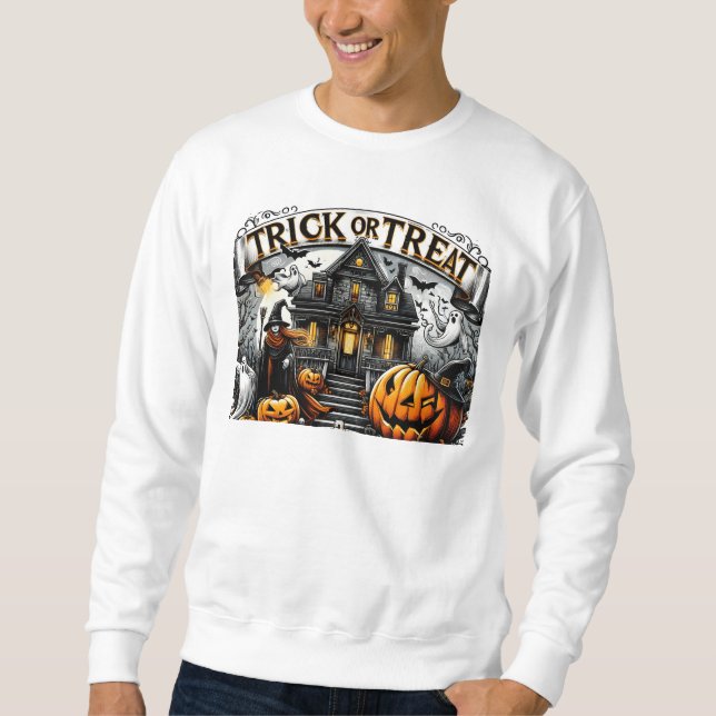 Spookes Halloween mit Gespenstern und Kürbis Sweatshirt (Vorderseite)