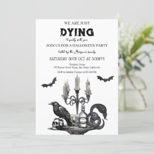 Spookes Halloween-Party- Reben, Schädel und Fleder Einladung