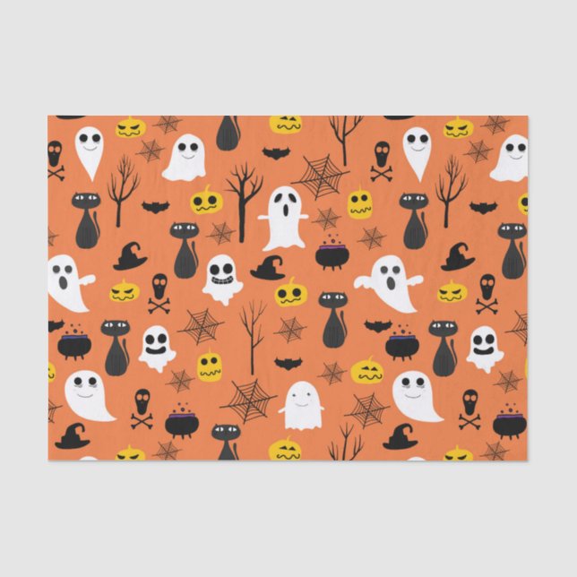 Spookes Halloween-Symbole - klassisches Farbmuster Seidenpapier (Vorderseite)