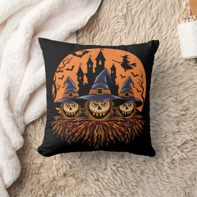 Spookes Halloween-Trio in der Dämmerung Kissen (Decke)