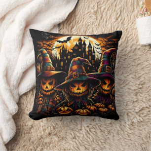 Spookes Halloweenschrei mit glühenden Kürbis Kissen
