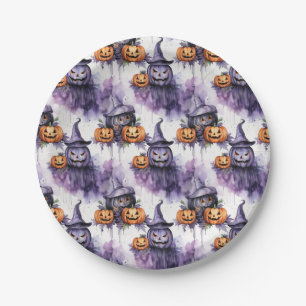 Spookes Kürbis, Halloween-Muster Pappteller