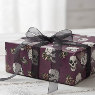 Spookes Lila kleines SchädelHalloween Geschenkpapier