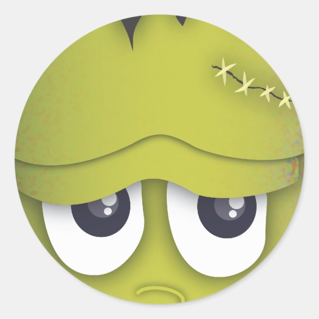 Spookes Niedliches Green Monster Kopf Halloween St Runder Aufkleber (Vorderseite)