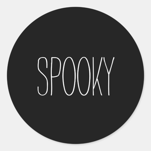 Spookes schwarz-weiß Halloween, handgeschrieben Runder Aufkleber (Vorderseite)