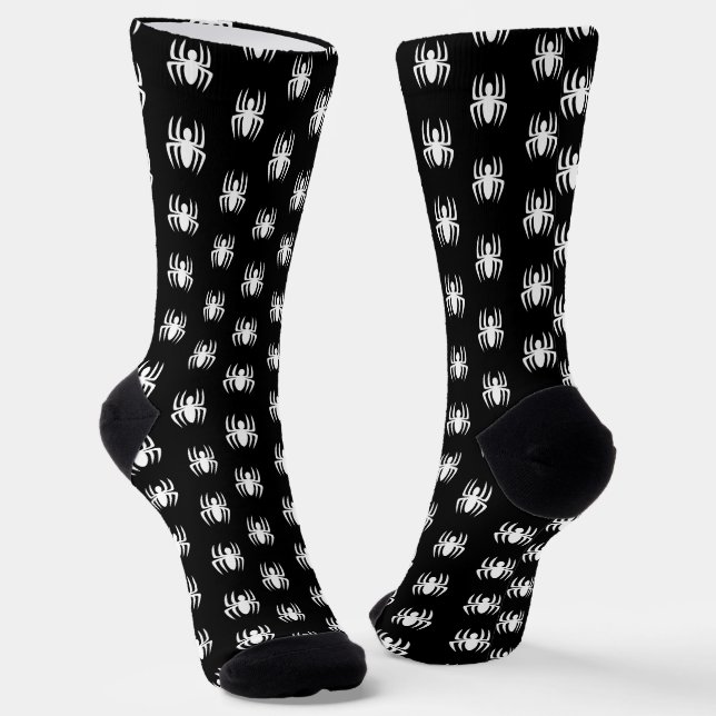 Spookes Schwarz-Weiß-Spinnmuster, modern niedlich Socken (Gewinkelt)