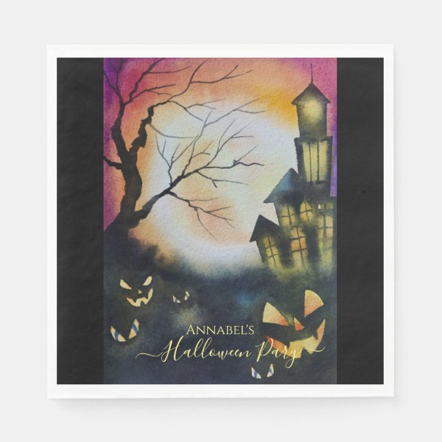 Spookes Spuk Haus personalisiert Serviette (Vorderseite)