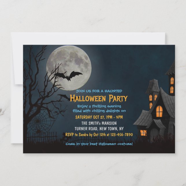 Spookes Spuk Palace Full Moon Halloween-Party Einladung (Vorderseite)
