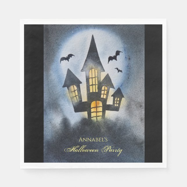 Spookes Spuk Schloss personalisiert Serviette (Vorderseite)