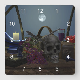 Spookes Stillleben im Mondlicht Quadratische Wanduhr