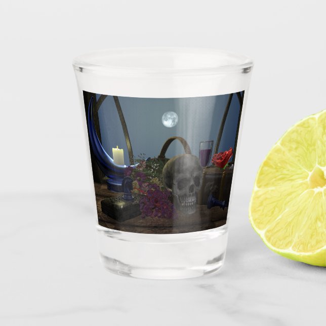 Spookes Stillleben im Mondlicht Schnapsglas (Vorderseite)