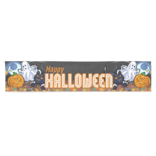 Spookes und Niedliches Halloween Kurzer Tischläufer