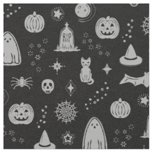 Spookie-Dinge Muster - Kohle + Nebelstoff Stoff