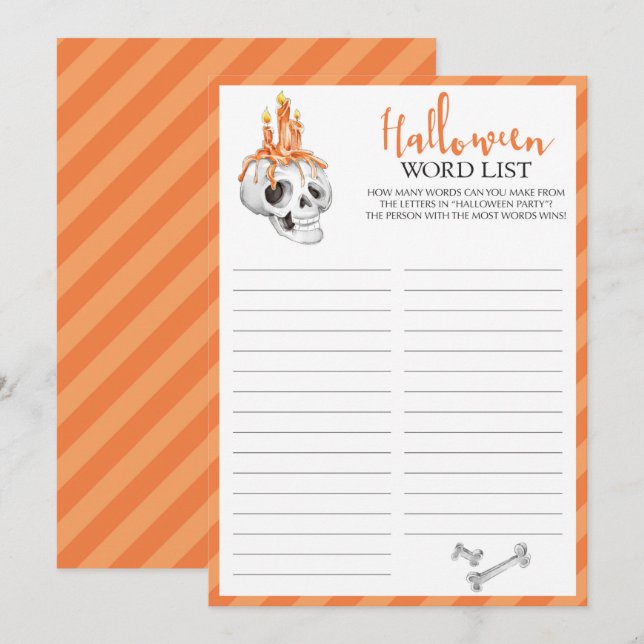 Spookke Halloween-Wortlisten-Spielkarten (Vorne/Hinten)