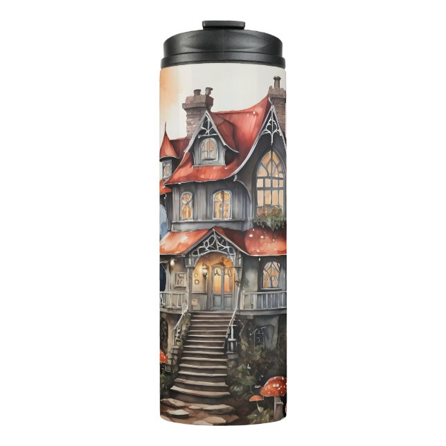Spookke Hütte Kern Spuk Mushroom House Pastel Thermosbecher (Vorderseite)