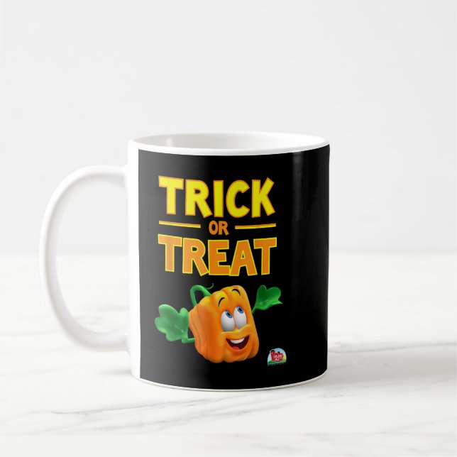 Spookley der Square Pumpkin Trick oder Treat Hallo Kaffeetasse (Links)