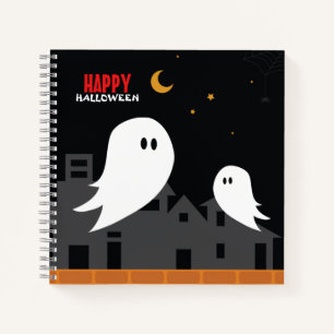 Spookoker Geisterstadt zwischen Cartoon Notizbuch