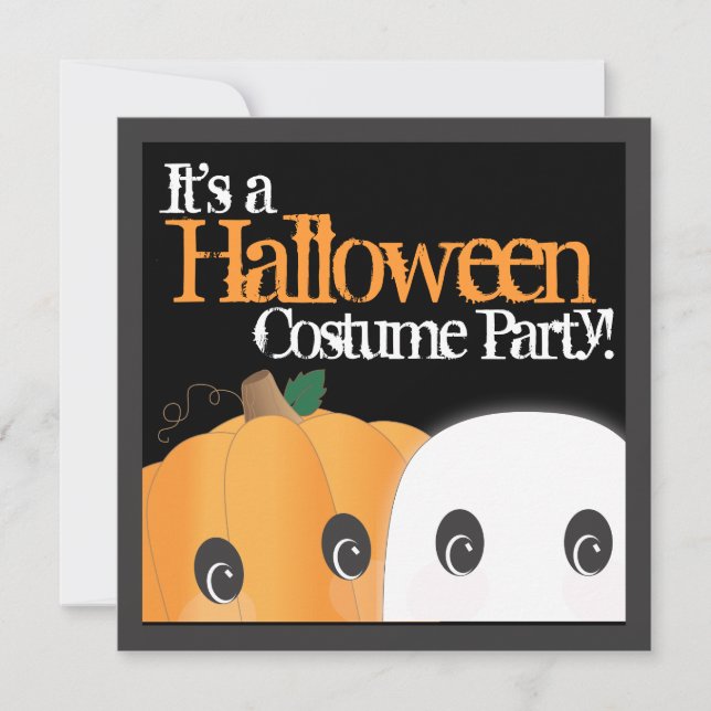 Spookokes Niedliches Kürbis Ghost Halloween-Kostüm Einladung (Vorderseite)
