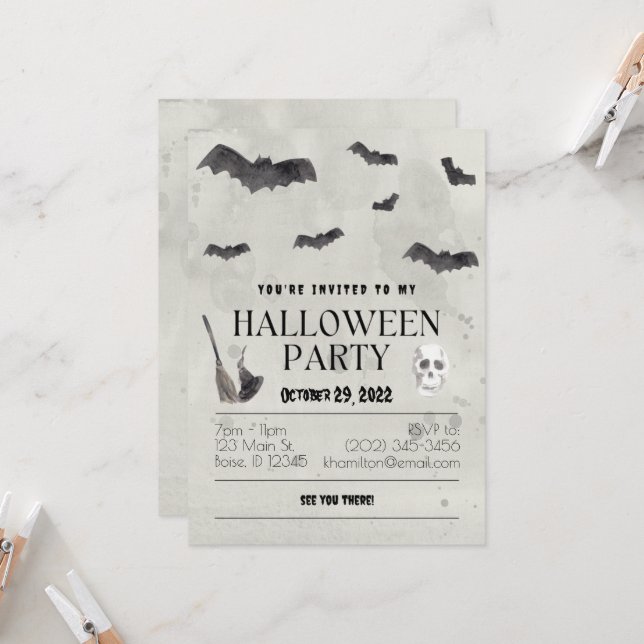 Spookoktaculäres Halloween-Party Einladung (Vorderseite/Rückseite Beispiel)