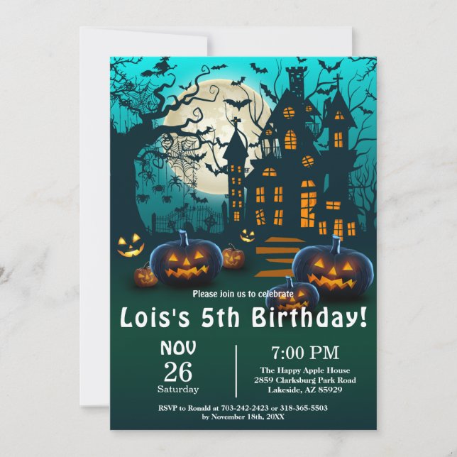 Spookoky Halloween Kids Kostüm Geburtstagsparty Einladung (Vorderseite)