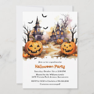 Spookoky Spuk House Pumpkins Kids Halloween-Party Einladung