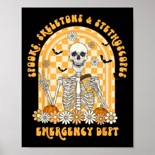 Spooks Skelette und Stethoscope Emergency Dept Er Poster