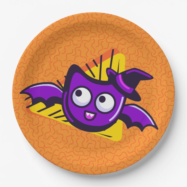 Spooktacular Bats Halloween Plates - Orange Pappteller (Vorderseite)
