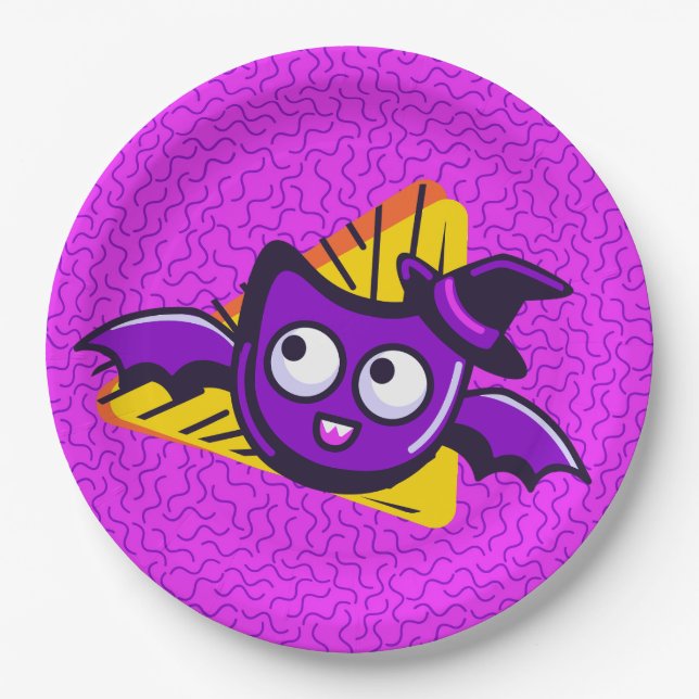 Spooktacular Bats Halloween Plates - Purple Pappteller (Vorderseite)
