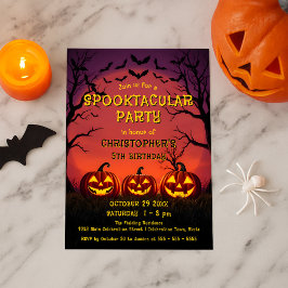 Spooktacular Bats und Jack-O'-Lanterns Halloween Einladung