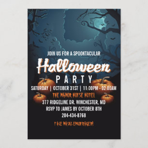 Spooktacular Beängstigend Forest Pumpkins Hallowee Einladung