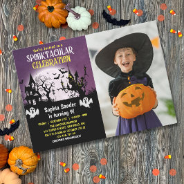 Spooktacular Birthday KIds Halloween with Photo Einladung