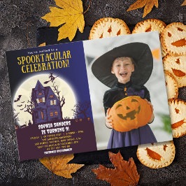 Spooktacular Birthday KIds Halloween with Photo Einladung