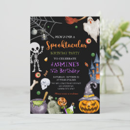 Spooktacular Black Orange Halloween Geburtstagspar Einladung