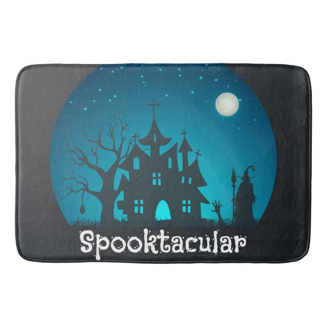 Spooktacular Blau und Schwarz Spuk Haus Badematte (Vorderseite)