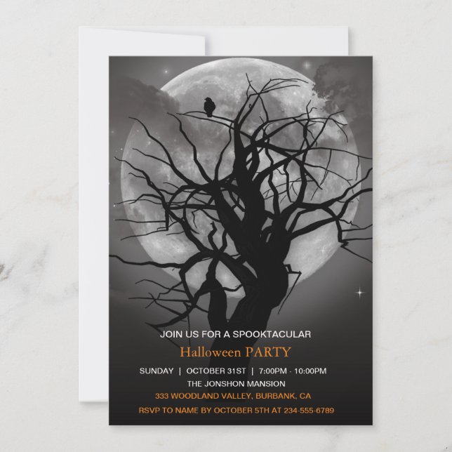 Spooktacular Dark Spuk Forest Halloween-Party Einladung (Vorderseite)