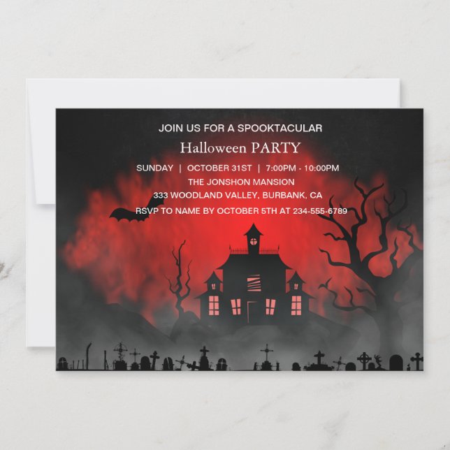 Spooktacular Dark Spuk House Halloween-Party Einladung (Vorderseite)