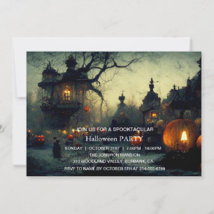 Spooktacular Dark Spuk House Halloween-Party Einladung
