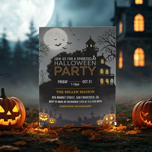 Spooktacular Dark Spuk House Halloween-Party Einladung