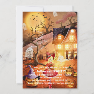 Spooktacular Dark Spuk House Halloween-Party I Einladung