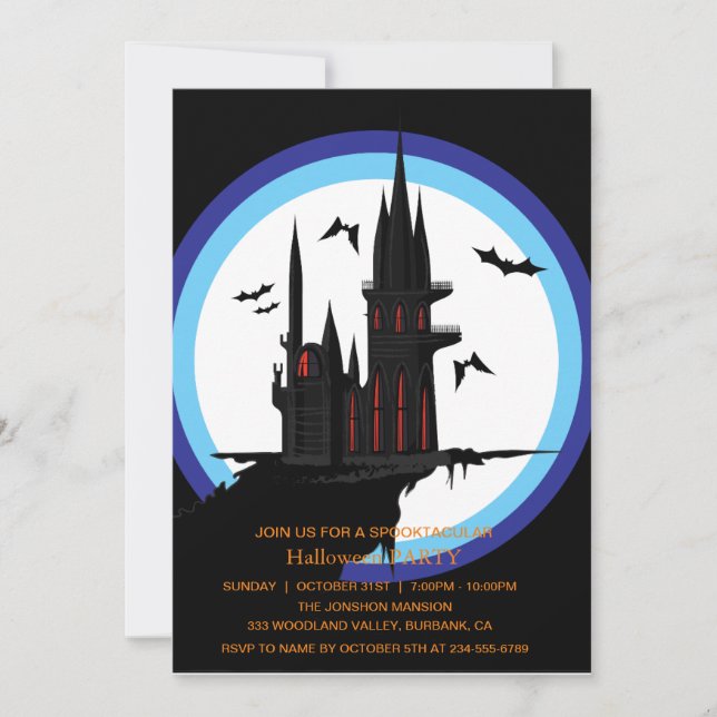 Spooktacular Dark Spuk House Halloween-Party I Einladung (Vorderseite)